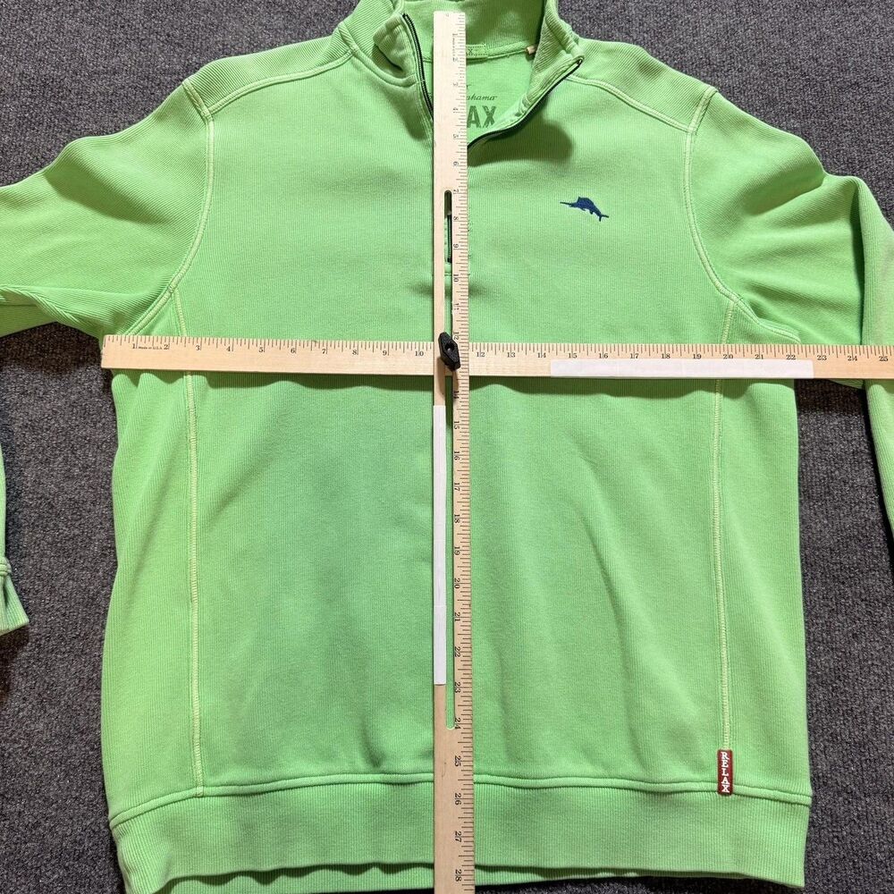 Tommy Bahama Sweatshirt Mens Medium Green Relax 1/4 Zip Mock Neck Pullover Logo - Picture 8 of 11